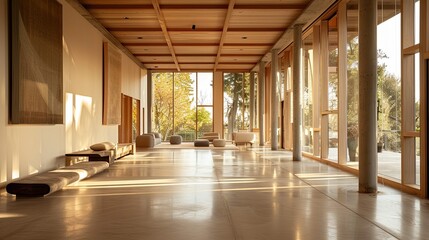 Fototapeta premium Usonian Architecture Environment. AI generated art illustration.
