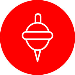 Spinning Top Vector Line White Circle Red