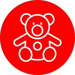 Teddy Bear Vector Line White Circle Red