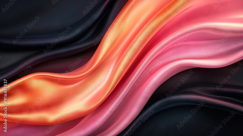 Poster a zoomed-in image showcasing a black-orange-pink gradient and curved pattern at the base