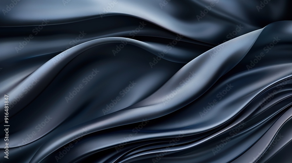 Poster a close-up of black fabric with a wavy pattern on both ends
