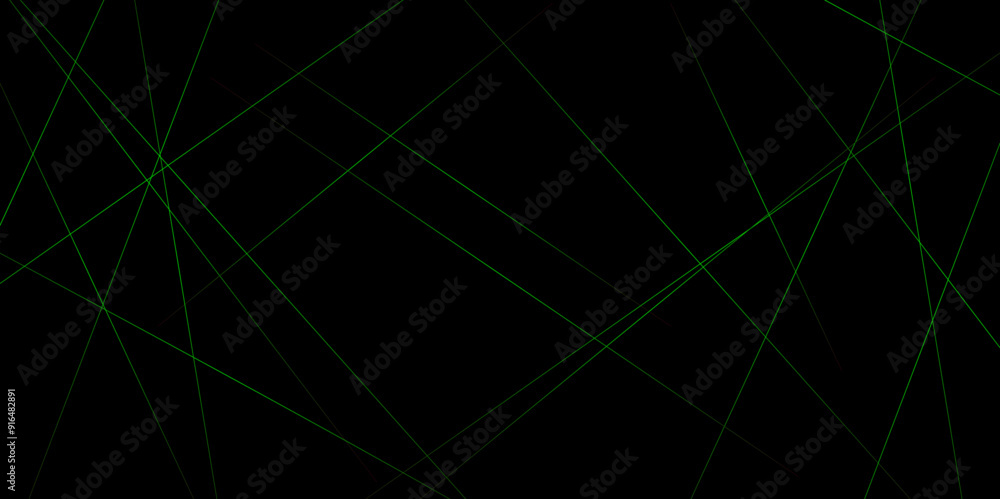 Leinwandbilder abstract green particles stoke line on dark black background. digital glowing futuristic technology 