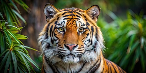 Obraz premium Close-up photo of a beautiful tiger in the wild, wildlife, tiger, predator, nature, endangered, majestic, carnivore