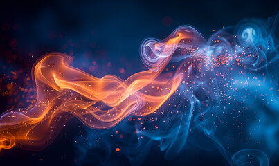 Obraz premium Swirling Blue and Orange Smoke in the Air