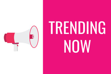 trending now button, banner, label, template for website. trending now text with colorful megaphone icon
