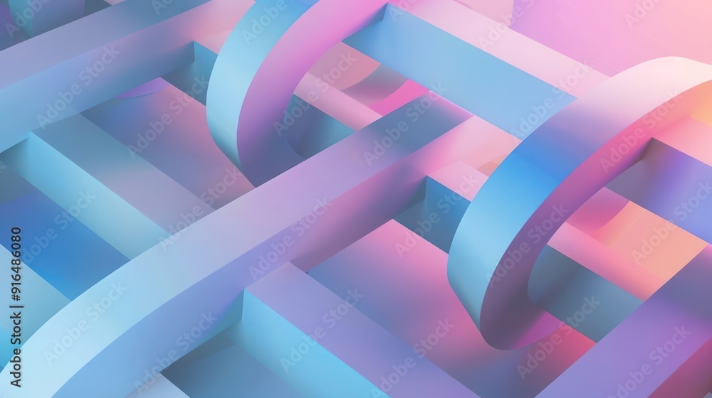 Aufkleber abstract background, soft pastel geometric shapes interlocking in a minimalist design, subtle gradie