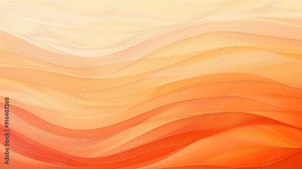 Poster abstract background, soft waves of gradient transition from vibrant orange to soft peach with a ligh