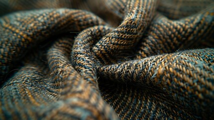 A background of fabric weave texture, intricate close-up of tweed fabric with visible threads, classic and textured feel, hd quality, natural look. --ar 16:9 --v 6.0 --s 250 --style raw