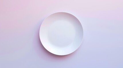 top view of a flat round plate on white background with a minimalist style, space around it for text or other elements.