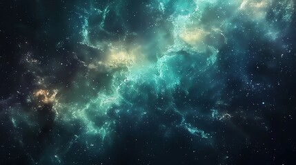 Fototapeta premium A background of galaxy nebula texture, deep space with twinkling stars, vibrant nebulae, and ethereal cosmic clouds, shades of blue and green, mystical and awe-inspiring look, hd quality,