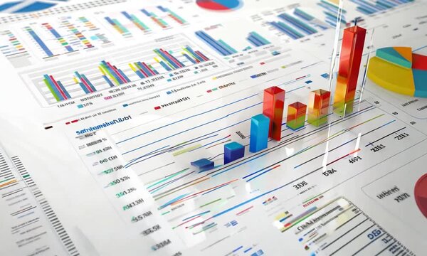 3D Bar Chart Showing Business Growth