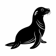 Obraz premium A black and white drawing of a seal on a white background