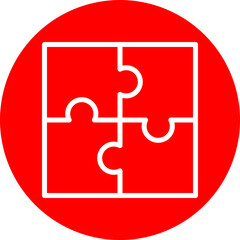 Puzzle Vector Line White Circle Red