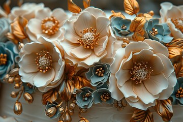 Fototapeta premium Delicate White and Gold Floral Arrangement