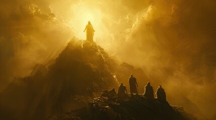 "Enlightening and Beautiful Illustration of Jesus' Transfiguration in Glorious Light"