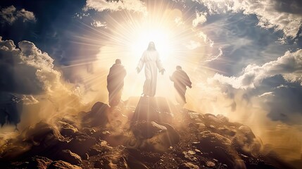 Awe-Inspiring Illustration of Jesus' Transfiguration in Brilliant Glory