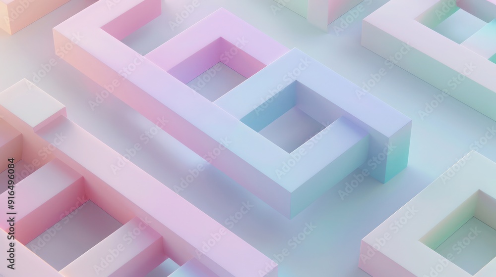 Aufkleber abstract background, soft pastel geometric shapes interlocking in a minimalist design, subtle gradie