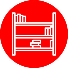 Book Shelf Vector Line White Circle Red