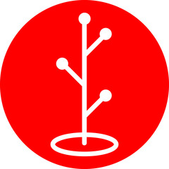 Coat Rack Vector Line White Circle Red