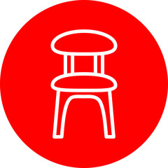 Dinning Chair Vector Line White Circle Red