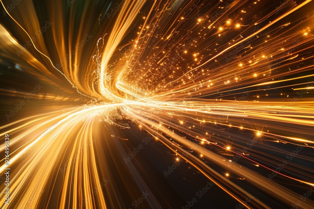 Poster abstract representation of light motion with streaks and trails, symbolizing movement and vitality