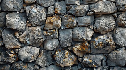 A background of stone wall texture, uneven and rough stone surfaces with natural variations, earthy and grey hues, rugged and timeless feel, hd quality, natural look. --ar 16:9 --v 6.