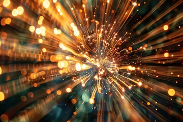 Obraz premium Close-up of fireworks in motion, illustrating explosive bursts of light and color