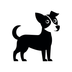 a cute dog black and white silhouette vector line art flat  graphic design background illustrations