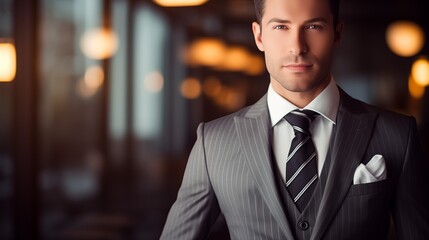 Corporate Charisma: Sharp Businessman with a Vision in Modern Office