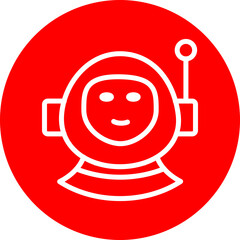 Cosmonaut Vector Line White Circle Red