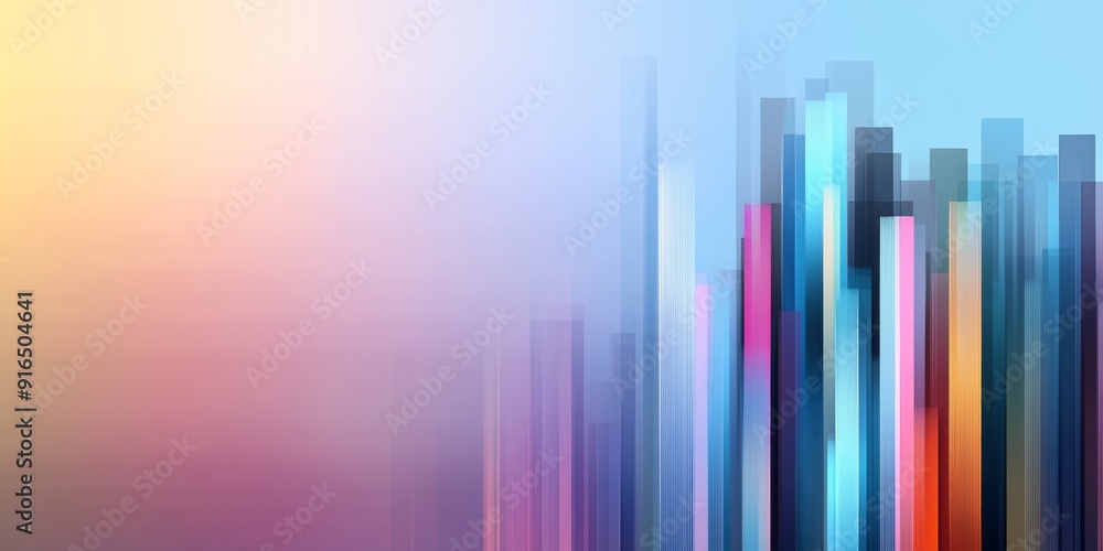 Poster cityscape with skyscrapers and ai-driven data streams