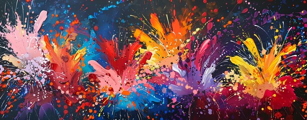 A vibrant display of colorful fireworks lighting up the night sky, creating an enchanting and festive atmosphere for celebration events or holiday celebrations