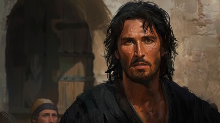 Vibrant Illustration Depicting the Calling of Matthew in City Setting