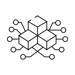 blockchain blocks line icon vector. blockchain blocks sign. isolated contour symbol black illustration