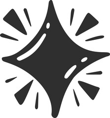 Star icon with glitter and sparkles. Shiny magic hand drawn element. Retro decoration. Cartoon doodle pictogram.