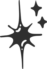 Star icon with glitter and sparkles. Shiny magic hand drawn element. Retro decoration. Cartoon doodle pictogram.