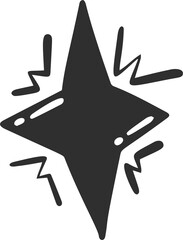 Star icon with glitter and sparkles. Shiny magic hand drawn element. Retro decoration. Cartoon doodle pictogram.