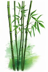 the AI Image Generator, bamboo leaves on a green background