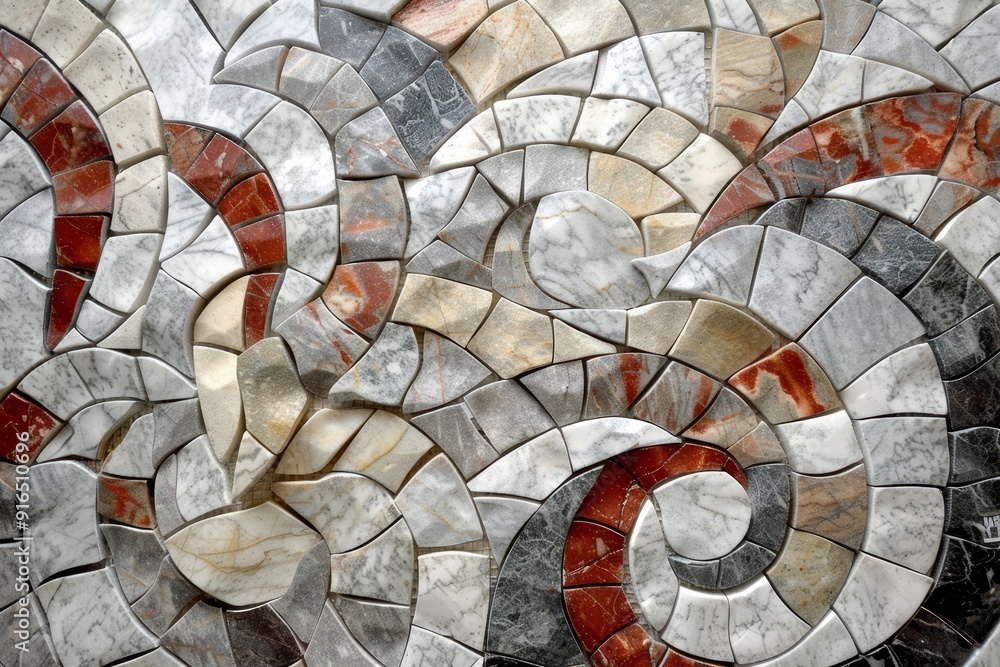 Aufkleber artistic marble stone mosaic with abstract patterns, adding a touch of creativity to interior spaces