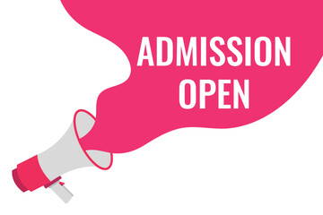 admission open button, banner, label, template for website. admission open text with colorful megaphone icon
