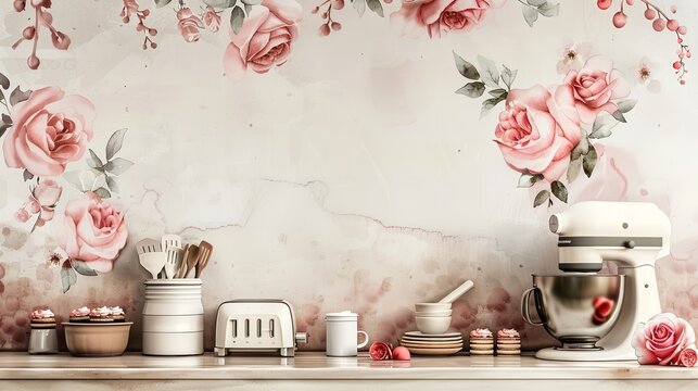 Logo for cake shop and bakery kitchen with floral.
