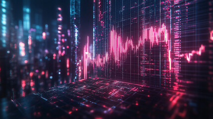 Obraz premium Abstack background, price drop, holographic stock market crash, futuristic business decline, digital financial crisis.