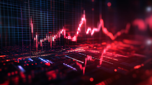 Abstack background, price drop, holographic stock market crash, futuristic business decline, digital financial crisis.