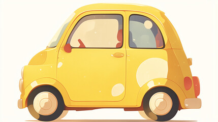 Obraz premium ポップで鮮やかなイエローカーミニイラスト | プロジェクトを明るく彩る高品質ビジュアル素材