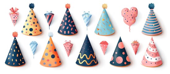 Obraz premium Colorful Party Hat Collection