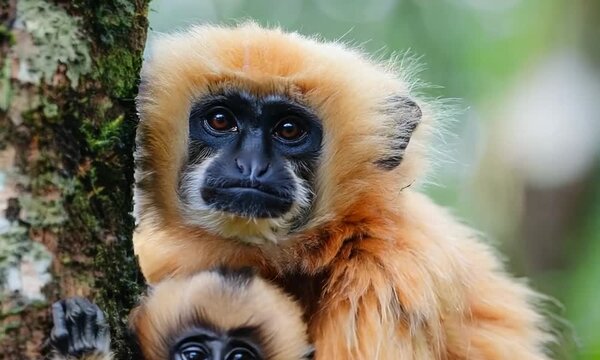Golden Langur Mother and Baby in the Jungle