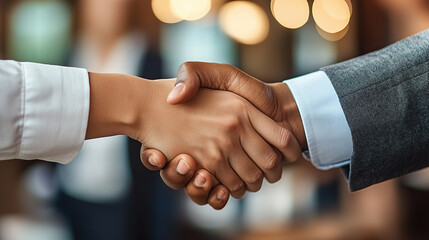 Businessmen shaking hands in an office