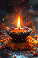 Diwali festival banner design showcasing a beautiful blend of lights and flowers, capturing the essence of the celebration, high resolution