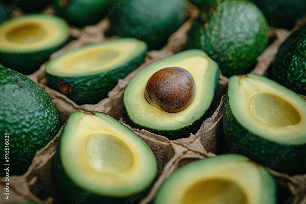 Sticker avacado on a farmer market