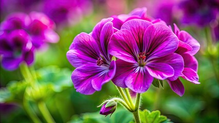 Vibrant purple geranium flower in full bloom in a summer garden , purple, nature, plant, garden, bloom, petal, flowers, summer